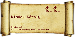 Kladek Károly névjegykártya